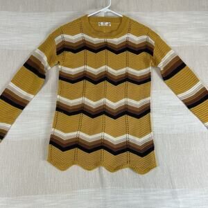 FCT with Love Knit‎ Sweater Women's Sz Small Long Chevron Yellow Colorblock